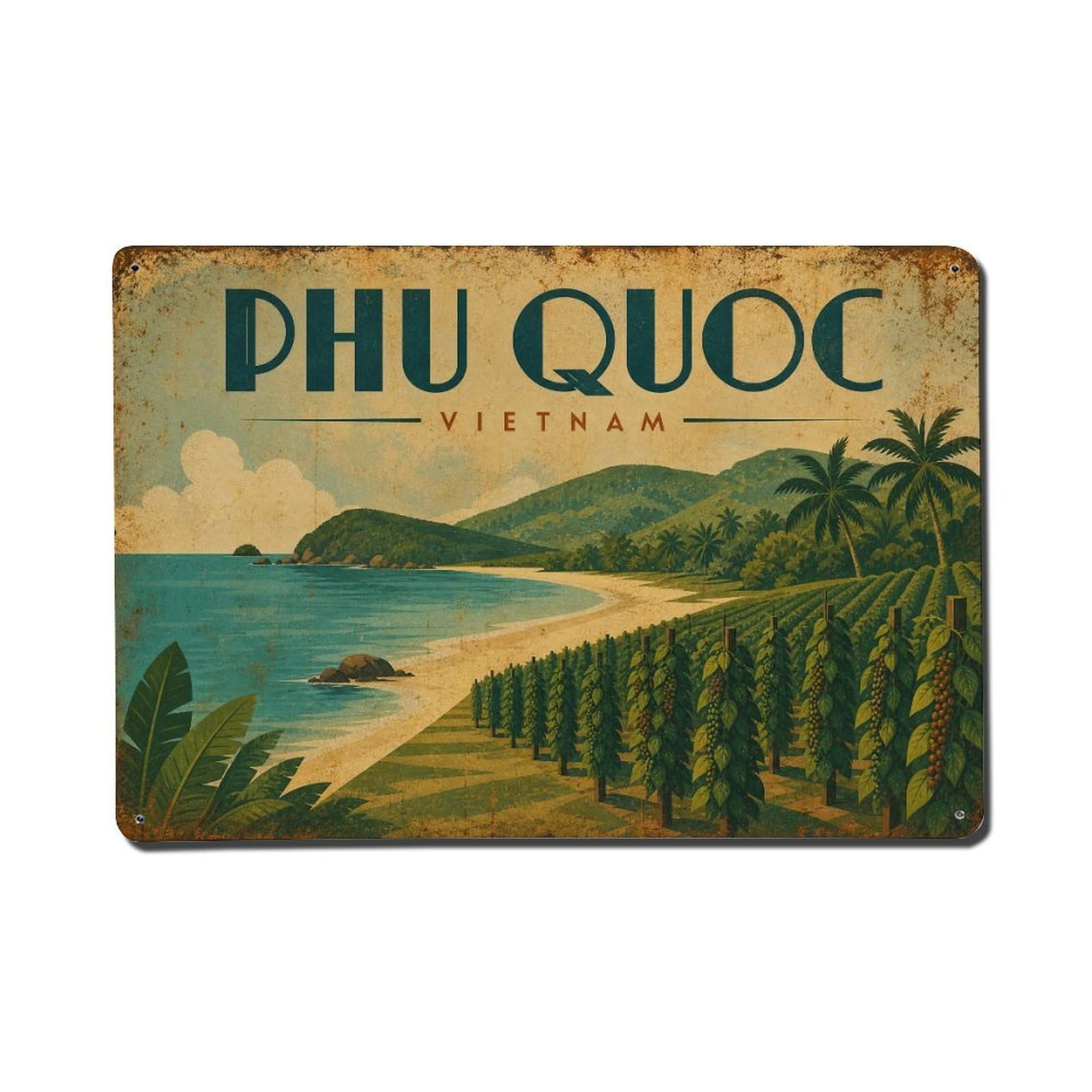 Metal Tin Sign Travel Vintage Vietnam Phu Quoc