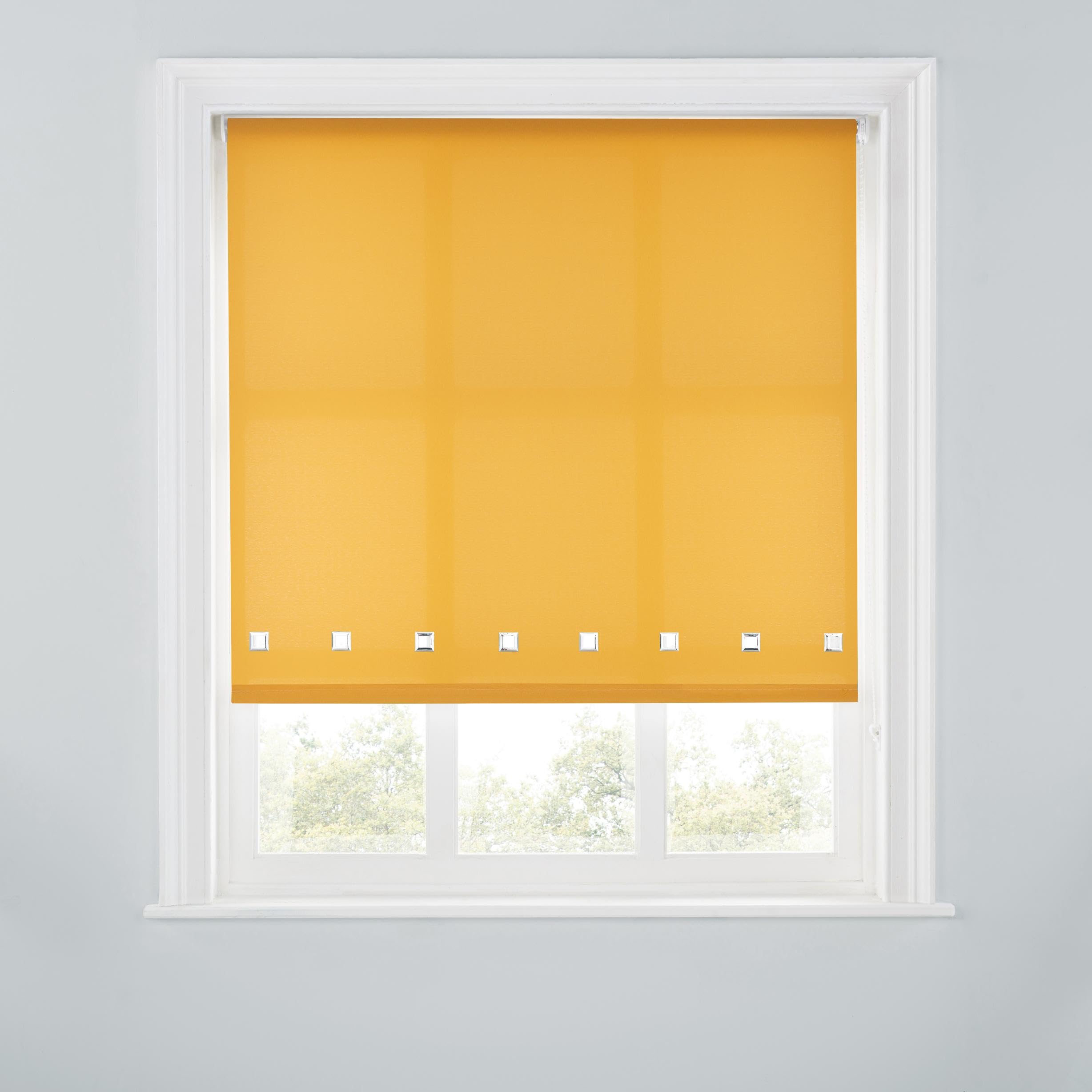 Premium Trimmable Square Eyelet Roller Window Blind – Light Filtering Fabric,Easy Fit,Child Safe Chain for Bedroom,Kitchen,Living Room. 2FT - OCHRE - 60cm (W) x 170cm (L) | 23.6" (W) x 66.9" (L)