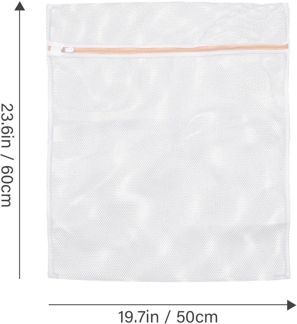 3pcs Zipper Mesh Laundry Wash Bag for Delicates, 60x50cm White