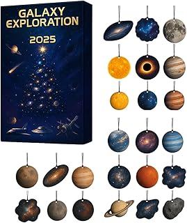Calendrier De L'Avent 2025 Univers Galaxie, Pendentif Planète Spatiale 2D En Acrylique, Calendrier De Compte À Rebours De Noël 24 Jours Avec 24 Pendentif Décoratif Planète Espace Plate 2D