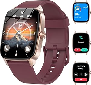 Smart Watch Woman Man with Bluetooth Calls and AI Voice, 1.85 Inch Smartwatch with WhatsApp Notification, Heart Rate Monitor/SpO2/Sleep/Pedometer, 110+ Sports Modes, Waterproof IP68 for iOS/Android