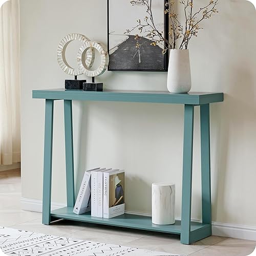 Vista 8 de Kings Brand Furniture Emma Mesa consola estrecha con estante inferior perfecta para mesa de sofá, mesa de entrada para pasillo, detrás del sofá