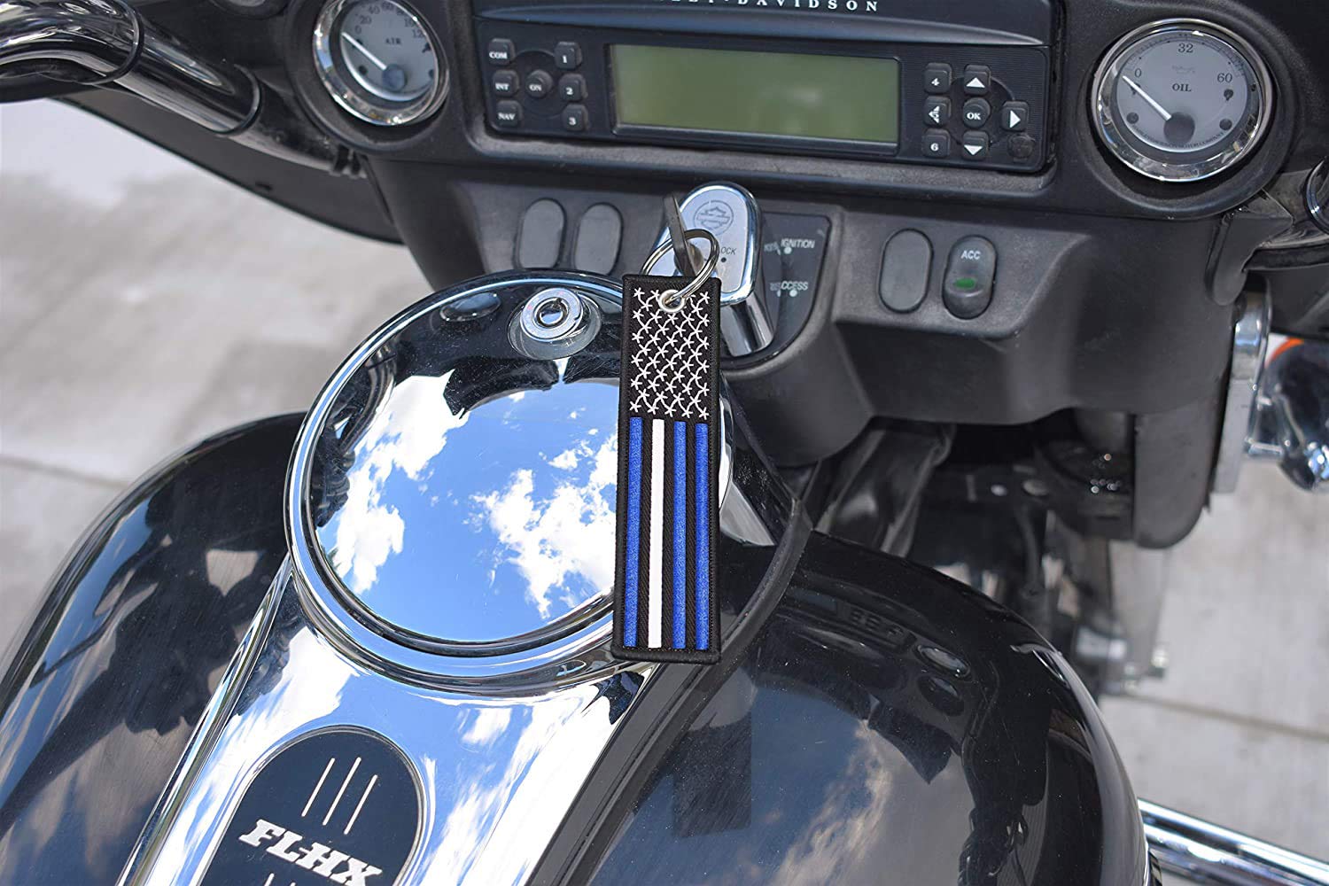 Great 1 Thin White Line American Flag Keychain Tag with Key Ring & Carabiner 2-Pack - EMT, EMS, Paramedic