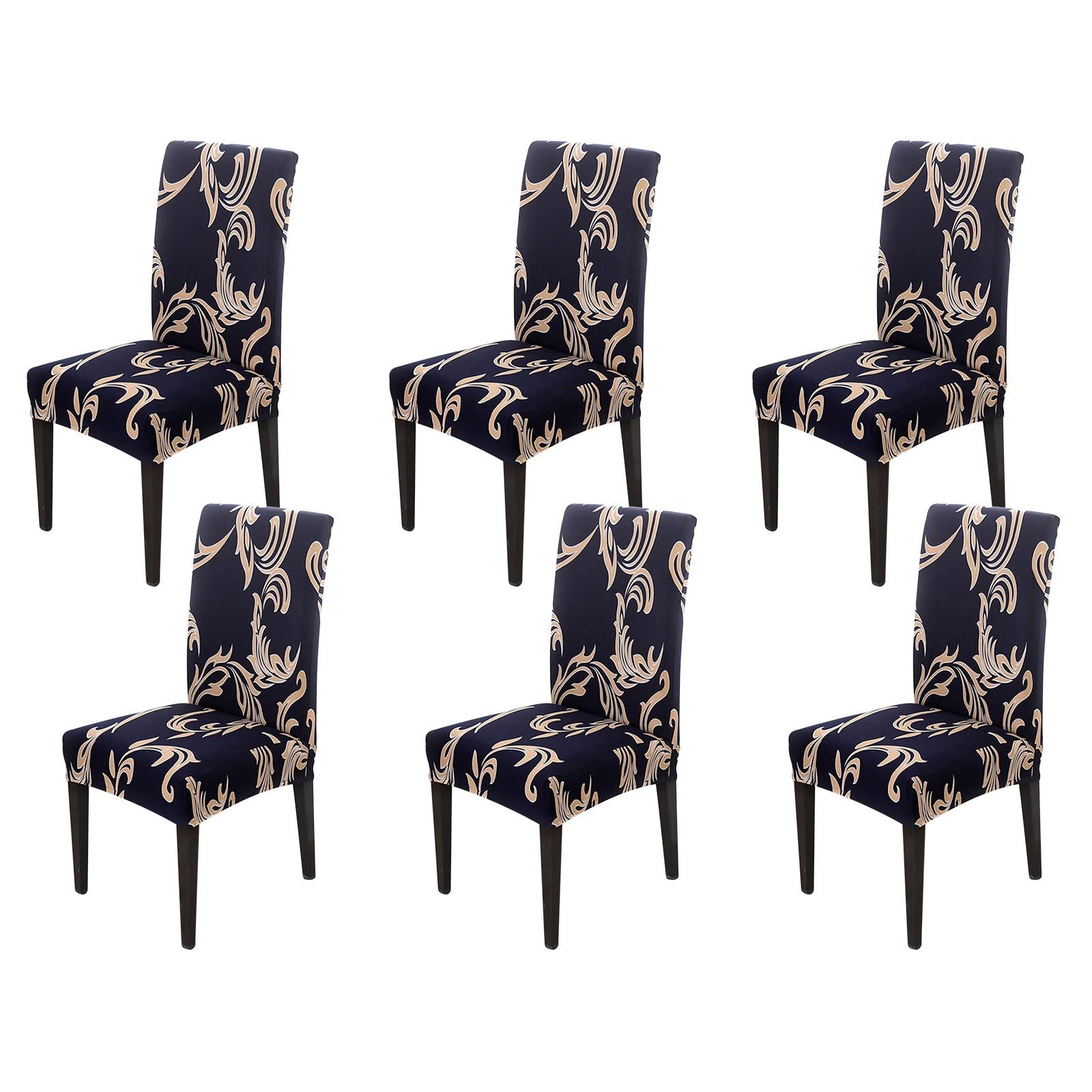 Housse de chaises 6 pièces bleu foncé lot extensible spandex