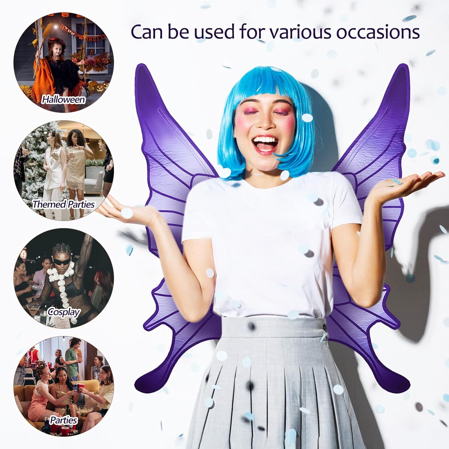 Sosoport Purple Butterfly Wings for Women Lightweight Costume Wing Dress up Fairy Wings Angel Wings for Parties Halloween Cosplay