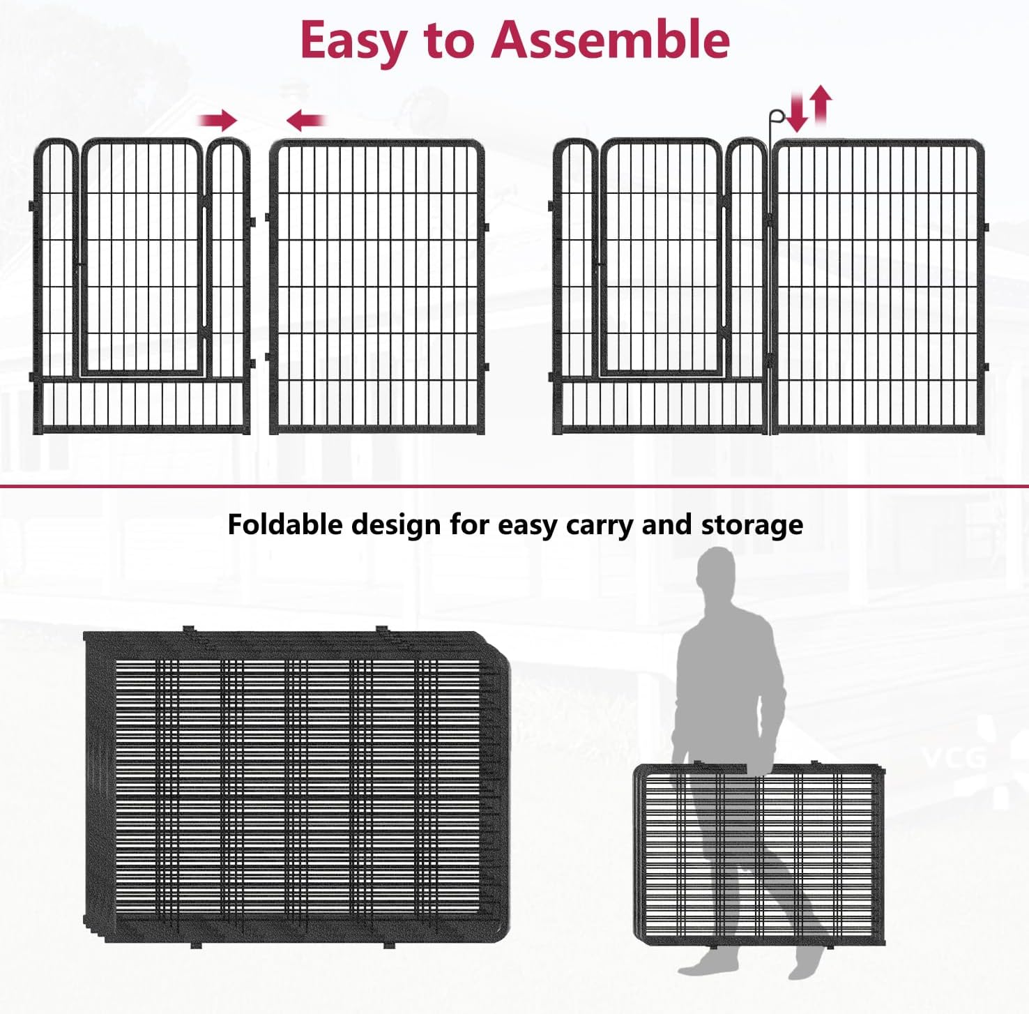 Indoor Outdoor Dog Playpen 40 inch Dog Fence Outdoor for Yard, 10 Panels Dog Pen Puppy Playpen Heavy Duty Pet Playpen Animal Playpen Metal Fence Panels Dog Fence for RV Camping