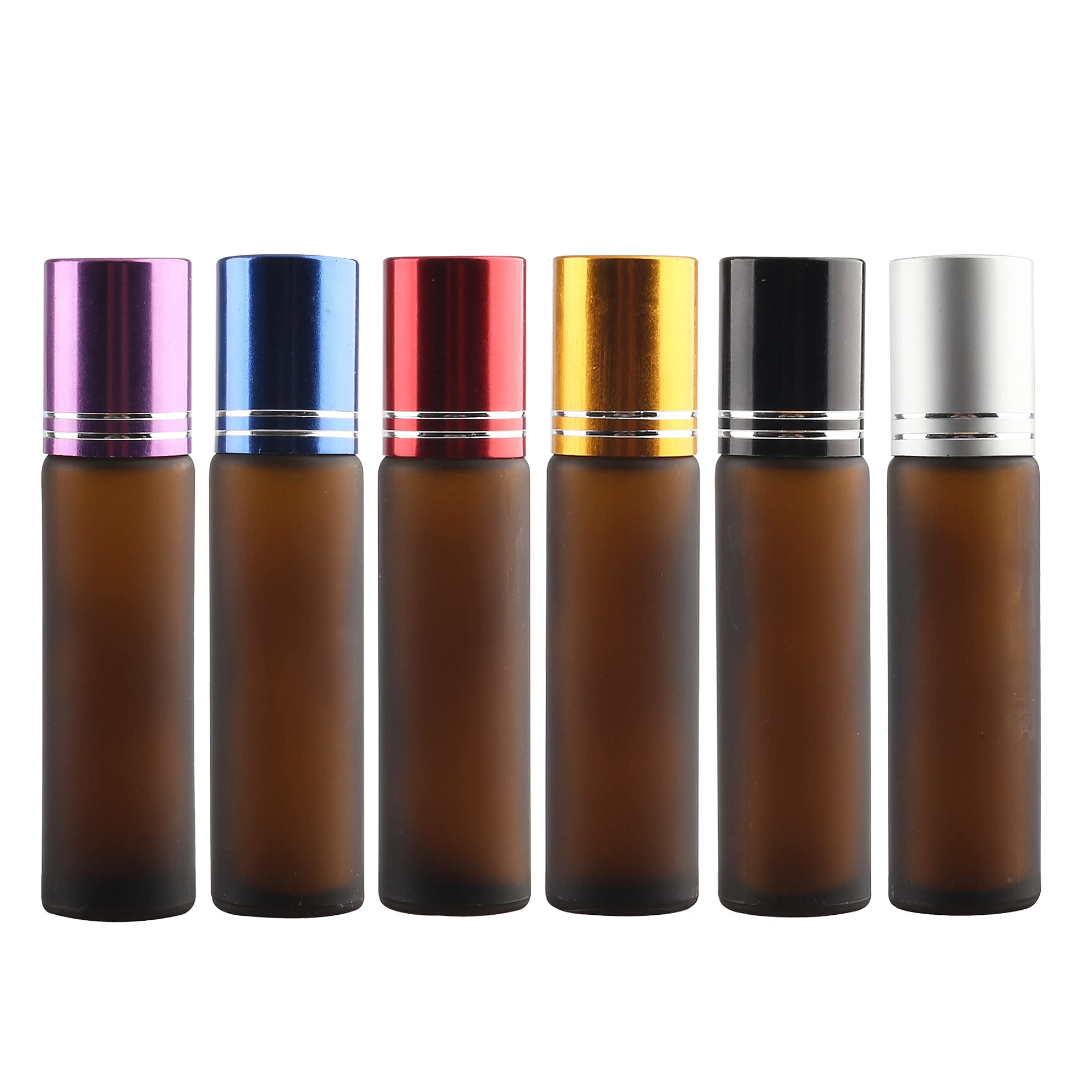 24 Stück Leere 10ml Matt braun Glas Roller Flaschen mit Silber Alu Schraubverschluss, Roll-On Glasflaschen mit Glasroller für Ätherische Öle Essential Oil mit Trichter Öffner