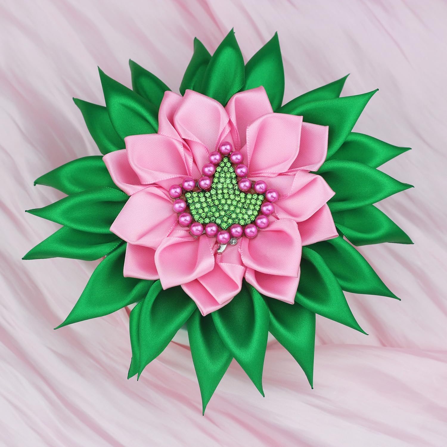 Greek Sorority Flower Brooch Pin for Women Sororiy Paraphernalia Gift Pink Green Rhinestones Brooch Pin Sisterhood Jewelry Soror Gift - Image 2