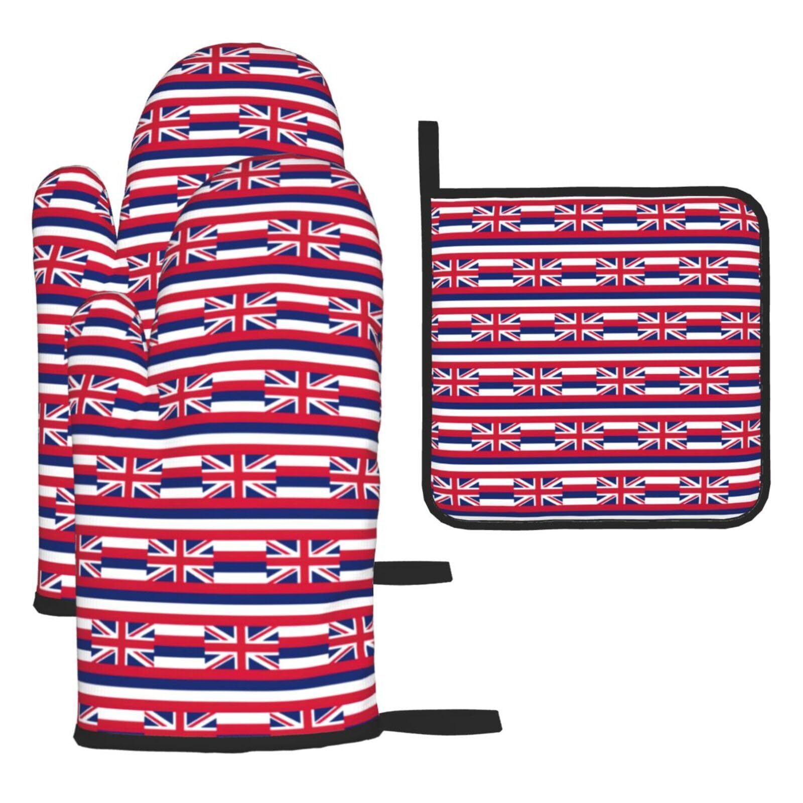 Hawaii Flag Oven Mitts And Pot Holders Sets Of 3 Oven Glove Kitchen Decor For Baking Cooking Bbq
