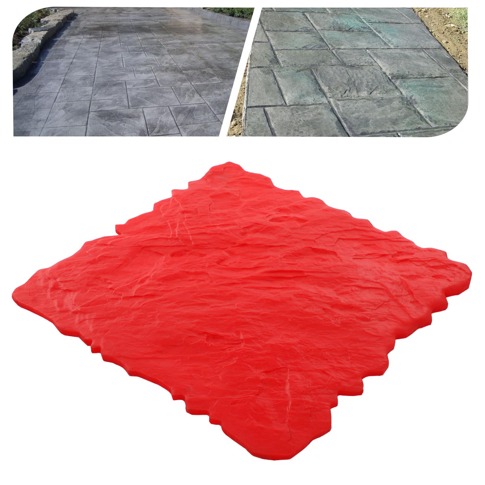 Beton Stempel Formen， Betonstempel Stempelmatte 50 x 50 cm Pflasterform aus Polyurethan Betonform Schablone Matrize für Terrasse Gehweg Bodenstempel mit Steinmuster