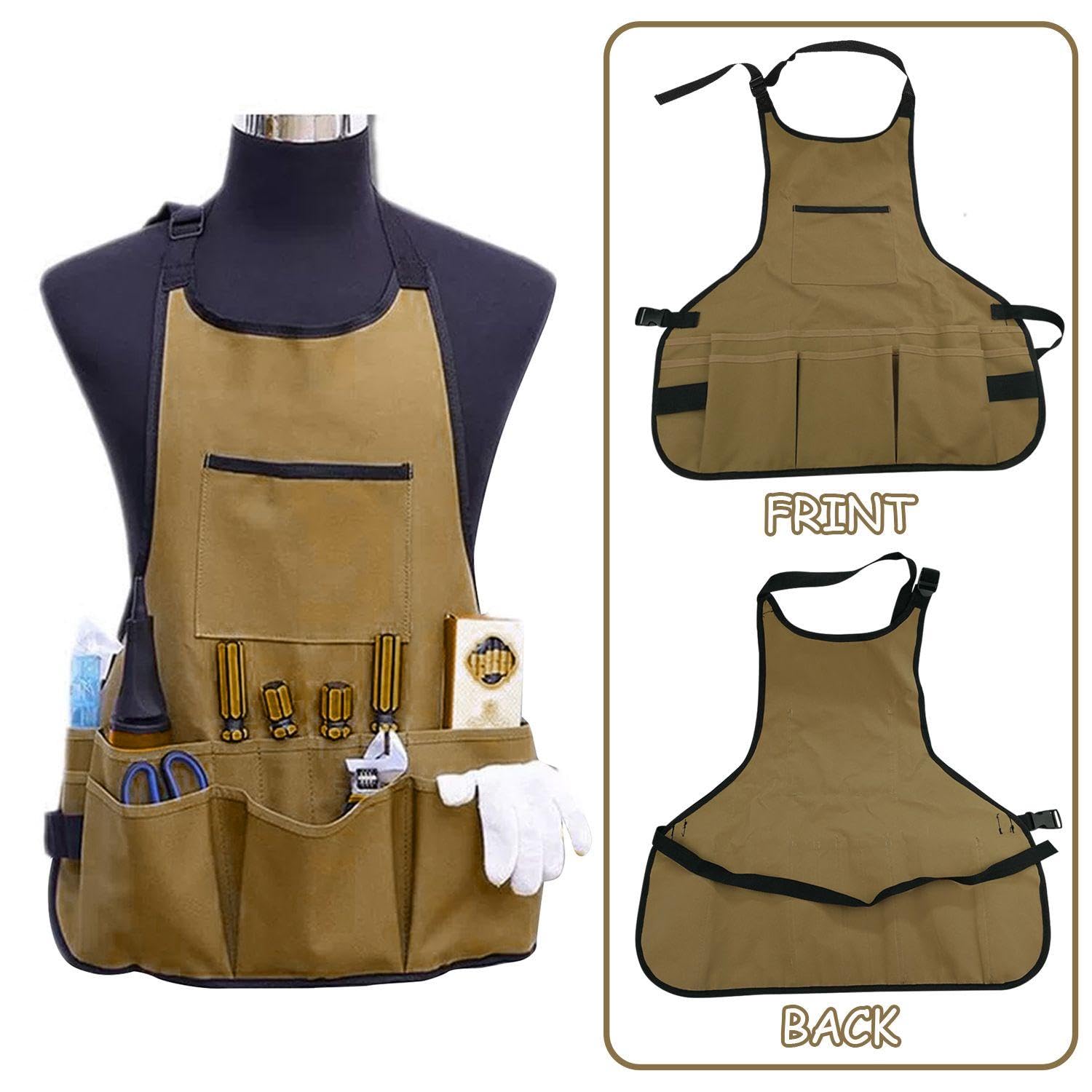 1 Delantal Para Almacenamiento De Jardín Y 1 Par De Guantes Protectores, Delantal De Trabajo, Delantal Impermeable, Delantal Resistente Al Desgaste, Accesorios De Jardinería