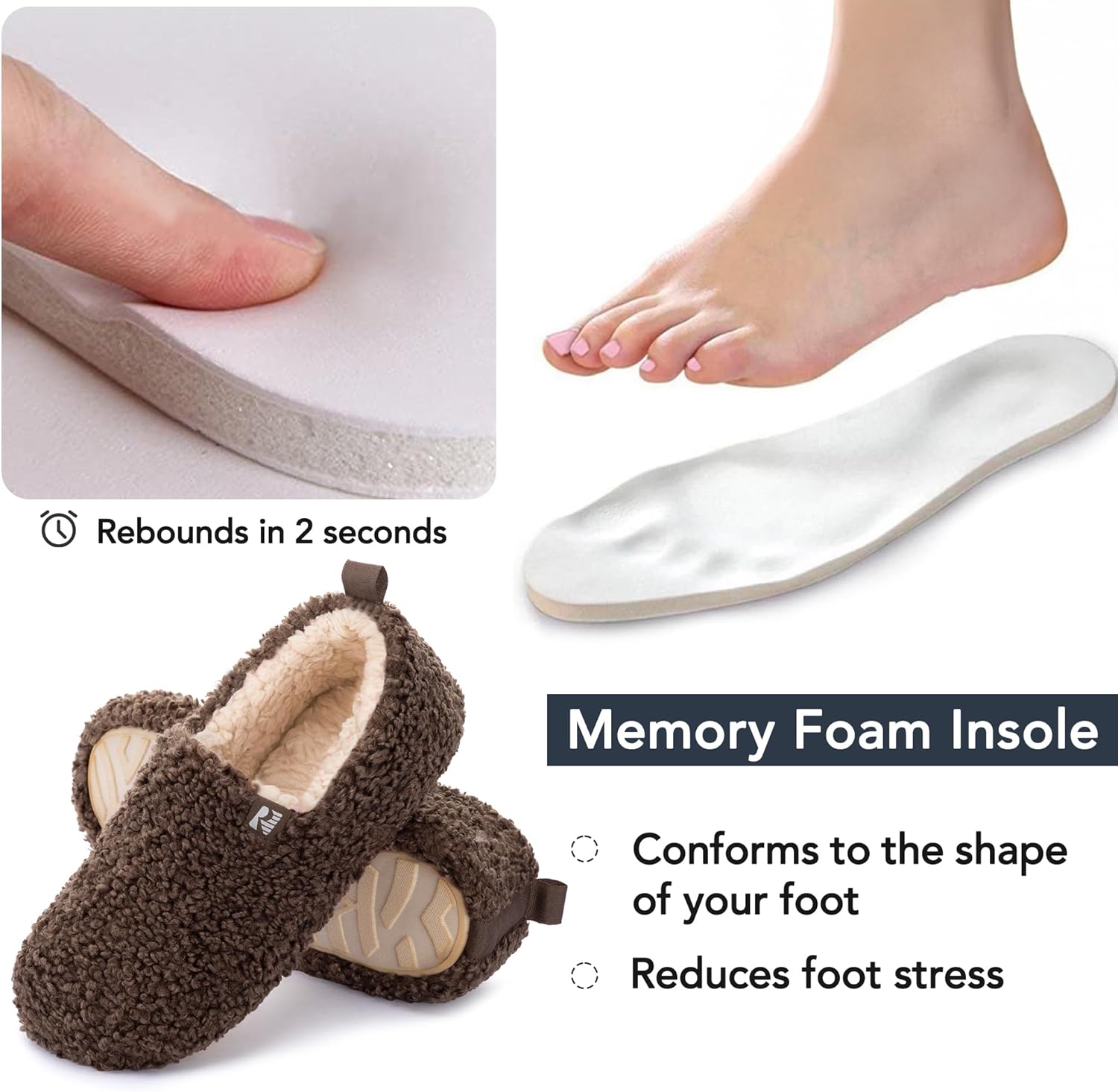 RockDove Women's Faux Shearling Closed Back Slipper with Memory Foam