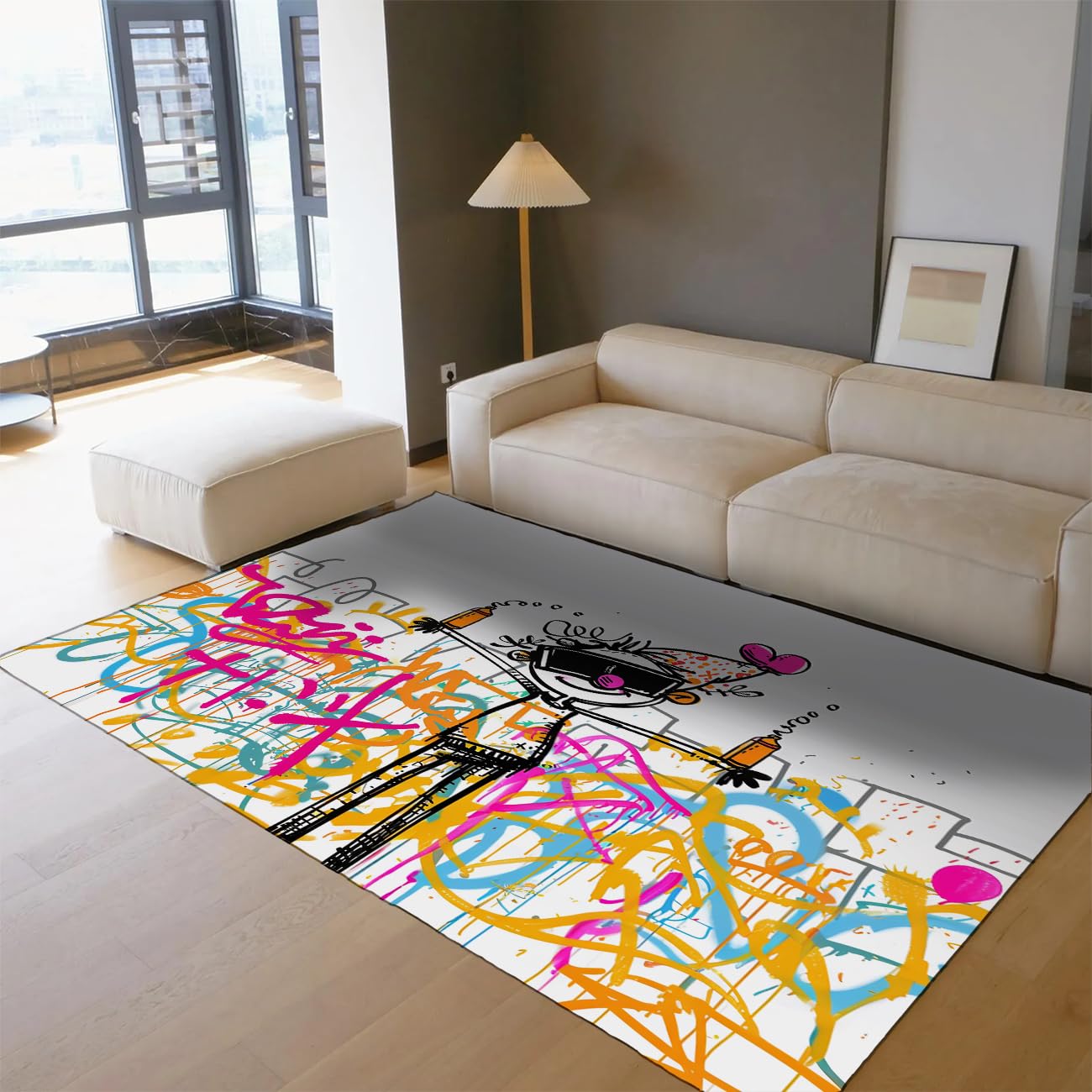 Tapis graffiti dessins animés doux et sécurisé pour chambre bébé