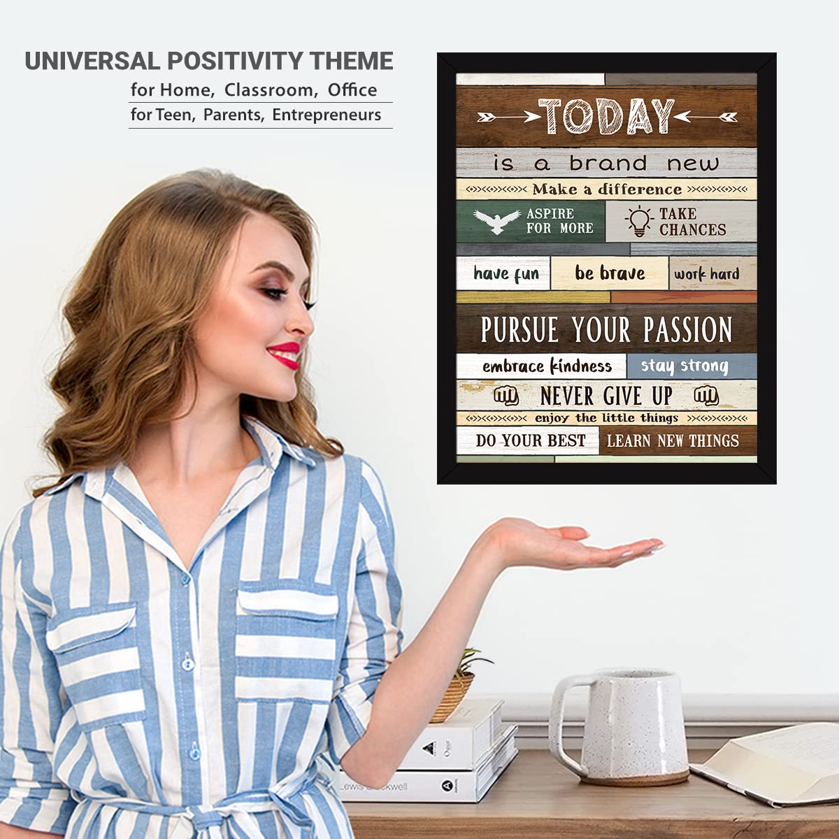 Chaka Chaundh Acrylic Inspirational Wall Art for Office Quotes - Today Rules Framed Wall Art for Bathrooms - Motivational Modern Office Decor Framed Art Wall Décor for Man and Women - (14 X 11 Inches) 2