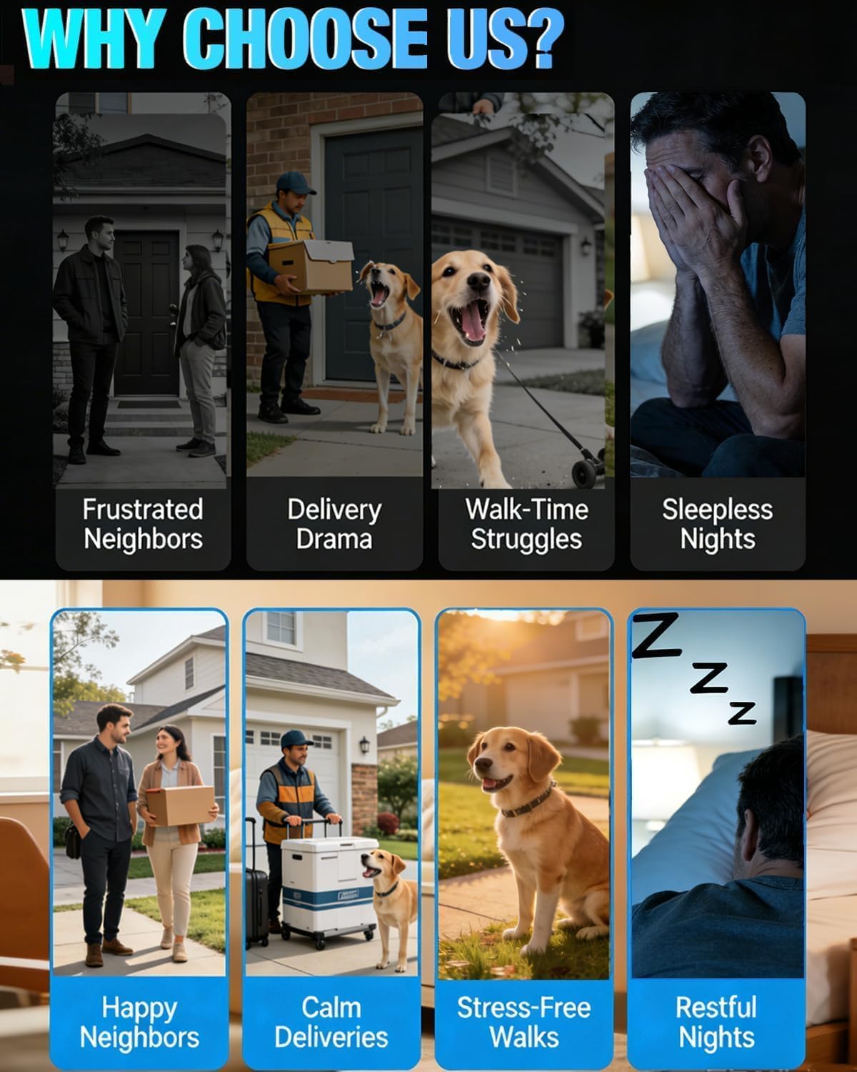 Dispositivos de control de ladridos de perros, dispositivo antiladridos para perros con control remoto, tecnología ultrasónica y de sensor, recargable, modos y frecuencias ajustables, caja de