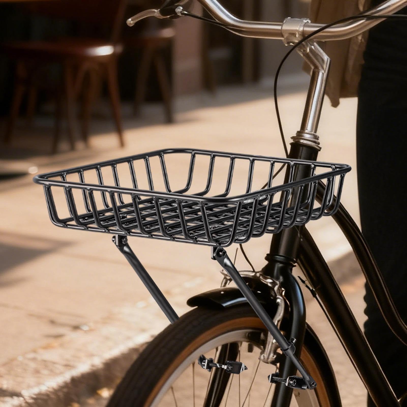 Kosz rowerowy, kosz do przechowywania o dużej pojemności, odporny na warunki atmosferyczne, metalowy organizer do montażu z przodu, do jazdy na rowerze elektrycznym, do miasta, dojazdów do pracy, na