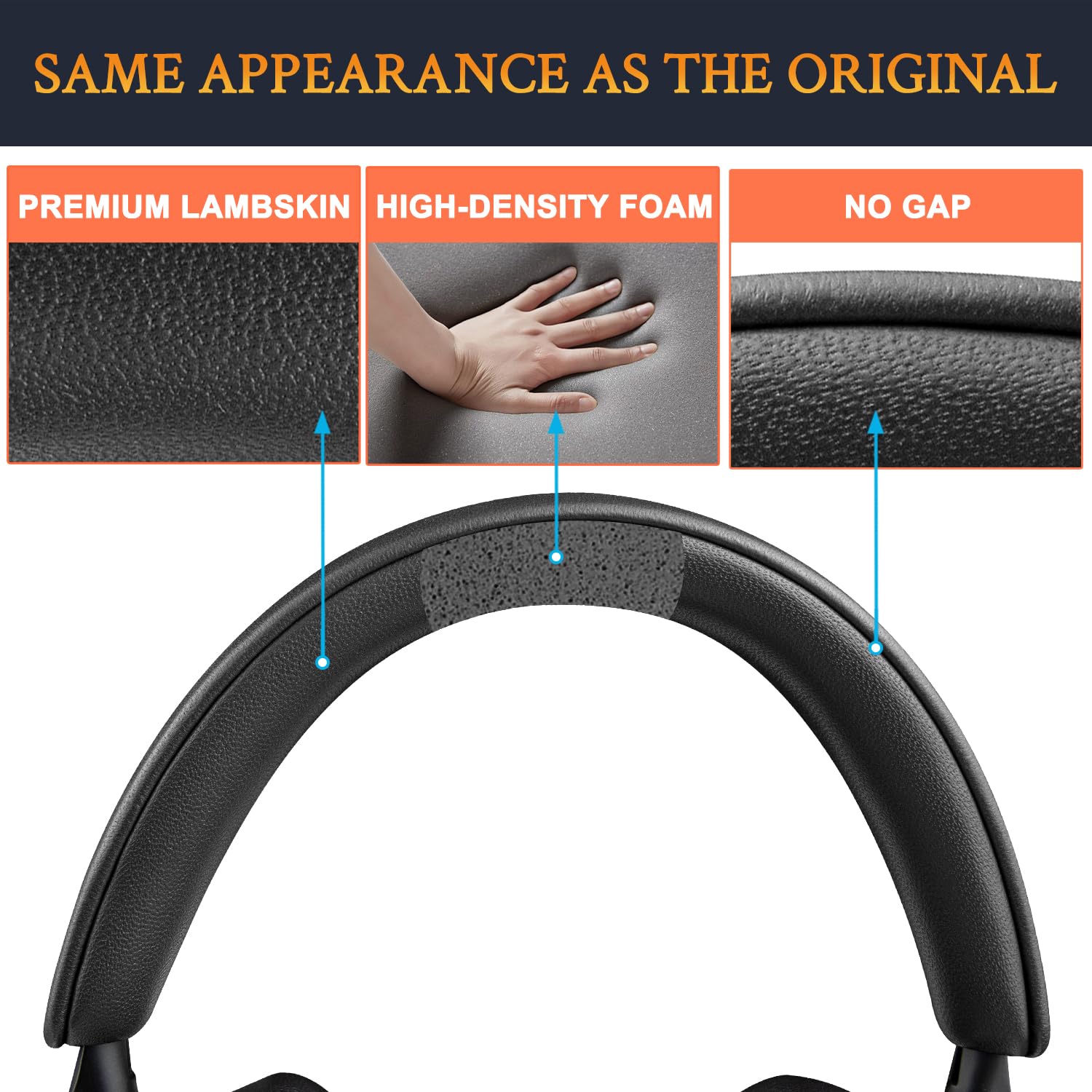 SOULWIT Peau d'agneau Haut + Bas Bandeau Couvre pour Bowers & Wilkins PX8/PX7 s2/PX7 s2e (ne Convient Pas au PX7), Pièce de Rechange Réparation pour Headband