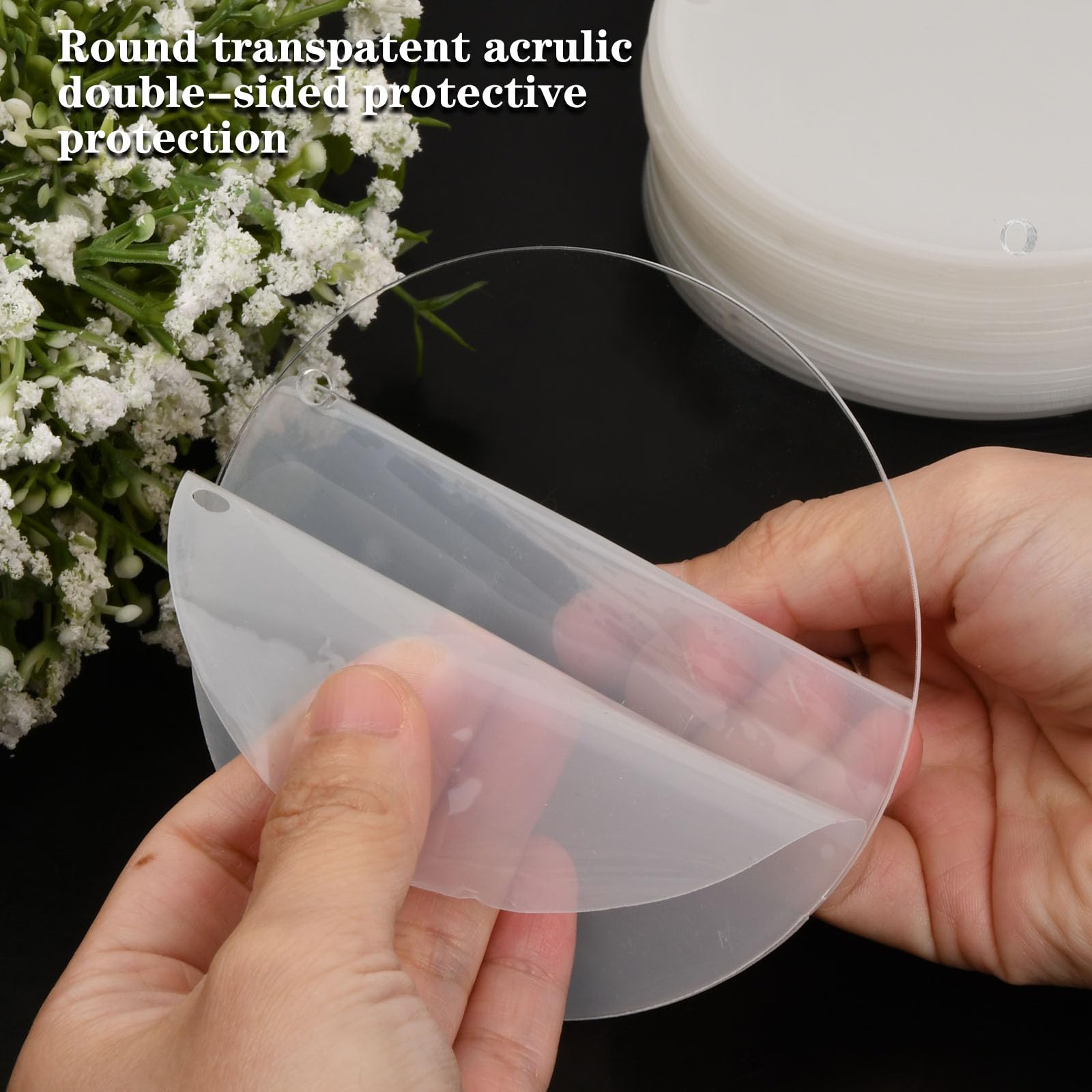 50 Stück Transparent Acrylplatte 10CM Rund Acryl Platte Klare Scheibe Acrylscheibe für DIY Schlüsselanhänger Basteln