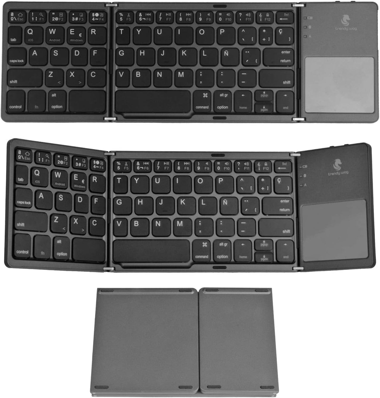 Foldable Bluetooth Keyboard Trendy Wag Portable Wireless Folding Rechargeable Pocket Size Full Size Ultra Slim for Windows Mac OS Android iOS PC iPad Samsung Tablet Smartphones
