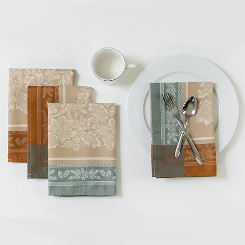 Benson Mills Harvest Gathering - Servilletas de tela jacquard pesadas, decoración para otoño, cosecha y Acción de Gracias (4 servilletas de 18 x 18