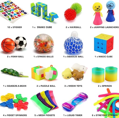 Miniatura 2 de Juego de 46 juguetes sensoriales con caja de regalo alivio del estrés y antiansiedad a granel para niños adolescentes y adultos juguete de mano para
