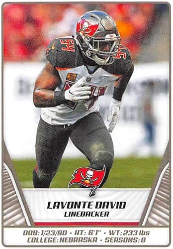 2019 NFL Football Panini Album Sticker #478 Lavonte David Tampa Bay Buccaneers (2 inches Wide X 2 1/4 Inch Tall Individual Album Sticker)