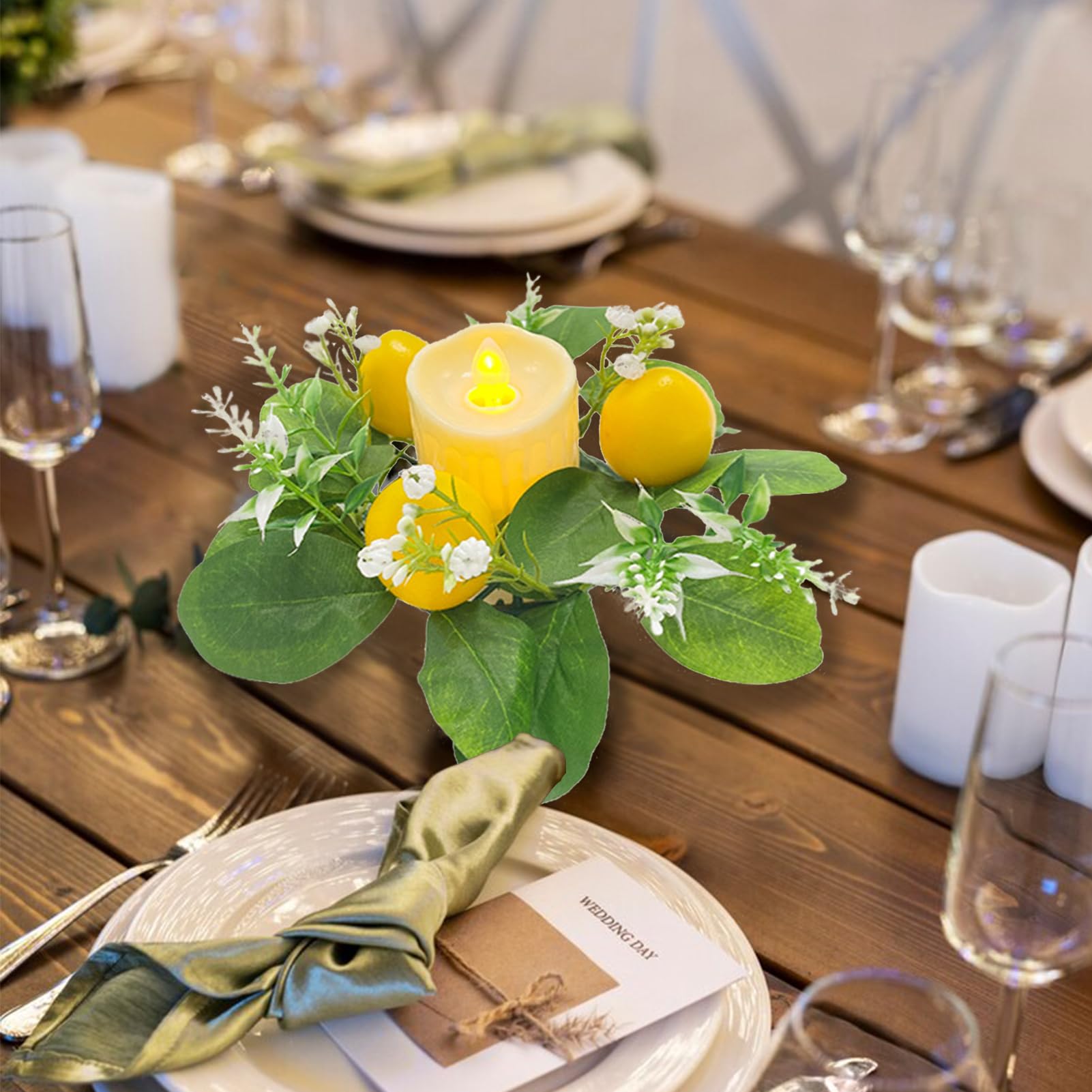 4 Anelli Di Candele Pasquali Con Ghirlande Di Bacche | Decorazioni Primaverili - Foto 10