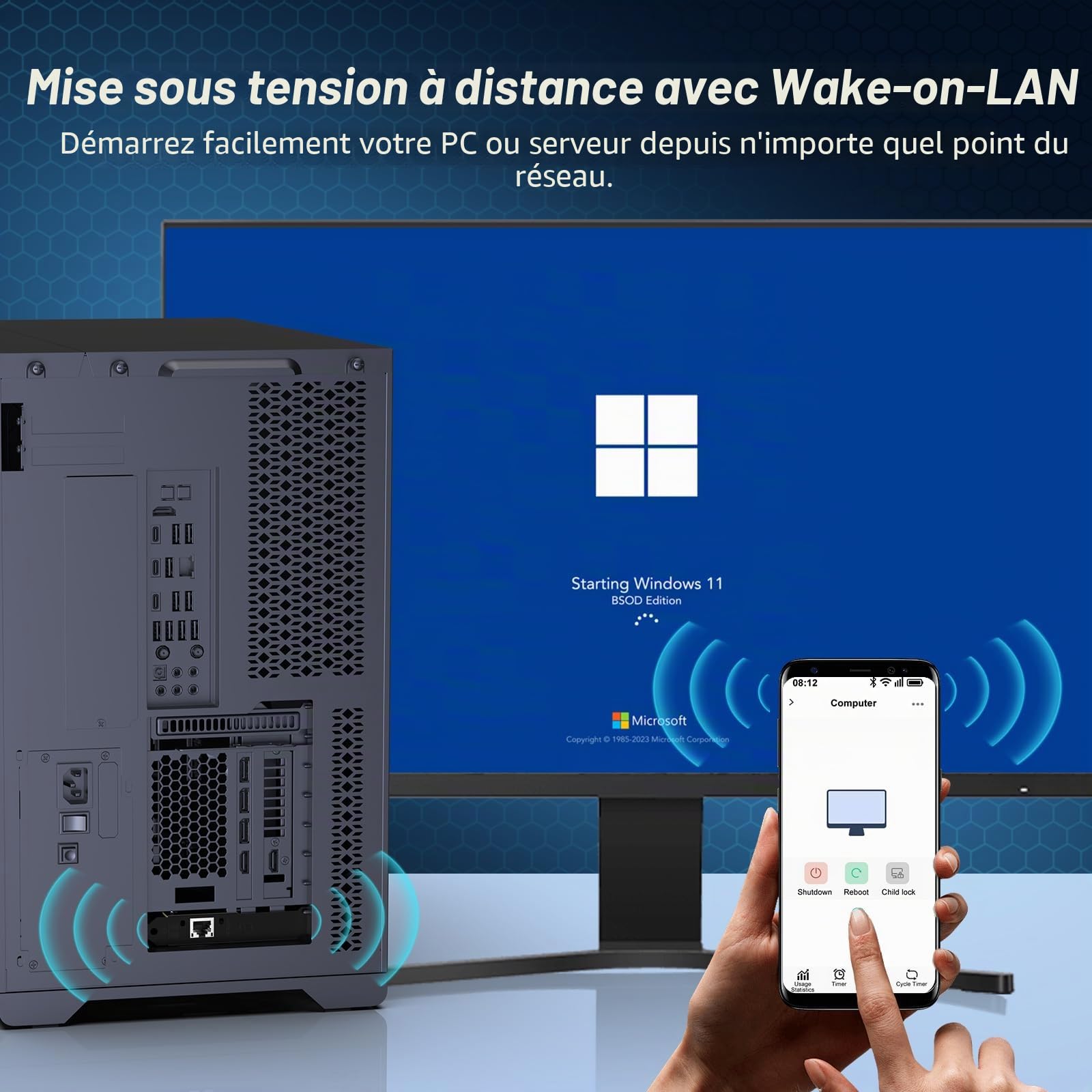 Carte Réseau PCIe 10G, Carte Ethernet YuanLey 10G Base-T Avec Contrôleur Realtek RTL8127AT, Adaptateur Ethernet PCIe Vers RJ45 10Gb NIC Compatible Avec PCI Express X1, X4, X8, X16, Prise En Charge WOL