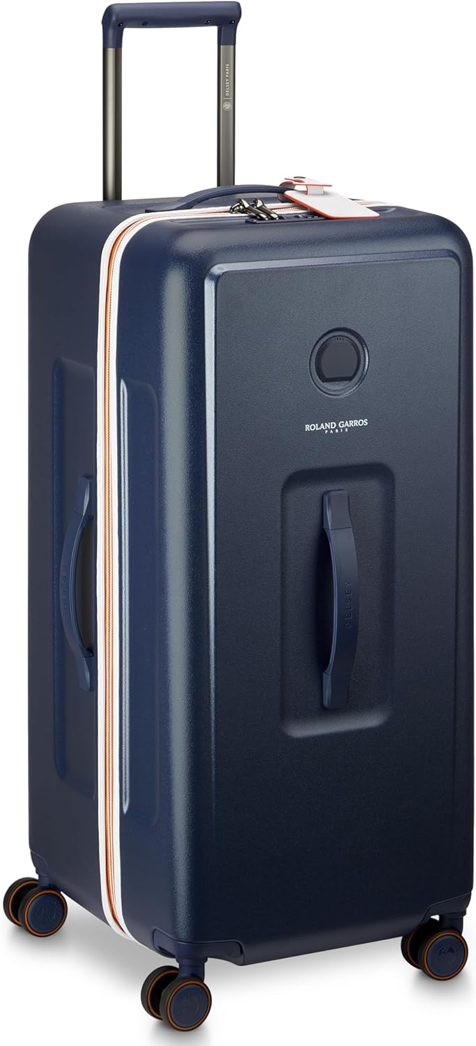 DELSEY Paris Roland-Garros Hardside Luggage with Spinner Wheels, Navy Blue, Checked-Large 29 Inch Trunk