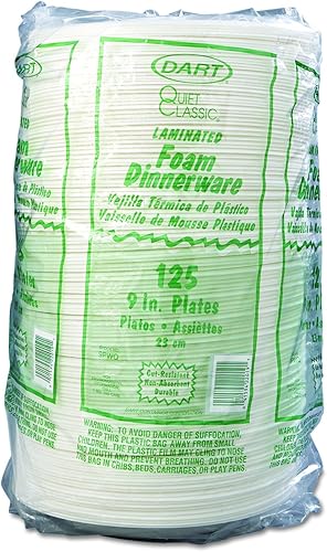 Miniatura 3 de Dart 9PWQR - Plato de vajilla clásico de espuma laminada de 9 pulgadas de diámetro, color blanco (paquete de 125)