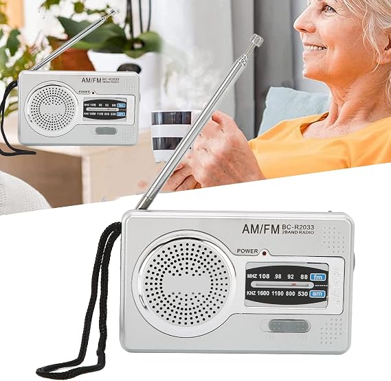 Portable Radio, AM FM Pocket Radio, Battery Powered, Premium Speaker, Headphone Jack, Suitable for Gift Giving, Elderly, Family, Travel, Camping, Etc