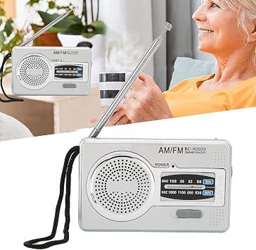 Portable Radio, AM FM Pocket Radio, Battery Powered, Premium Speaker, Headphone Jack, Suitable for Gift Giving, Elderly, Family, Travel, Camping, Etc