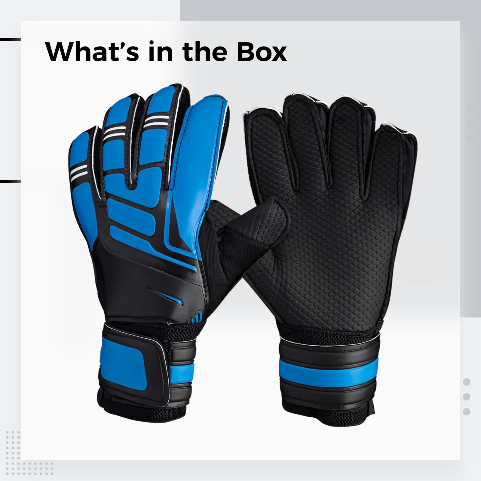 Blue Goalkeeper Gloves with Finger Protection, Double-Layer Wrist Support, Non-Slip Latex Grip, Breathable Materials, Size 8 for Youth Players