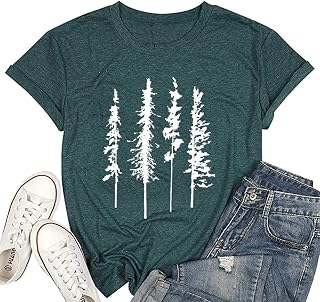 Funny Graphic Women Skinny Pine Tree Shirt Summer Hiking Camping Athletic Tees Nature Casual Comfy Clothes