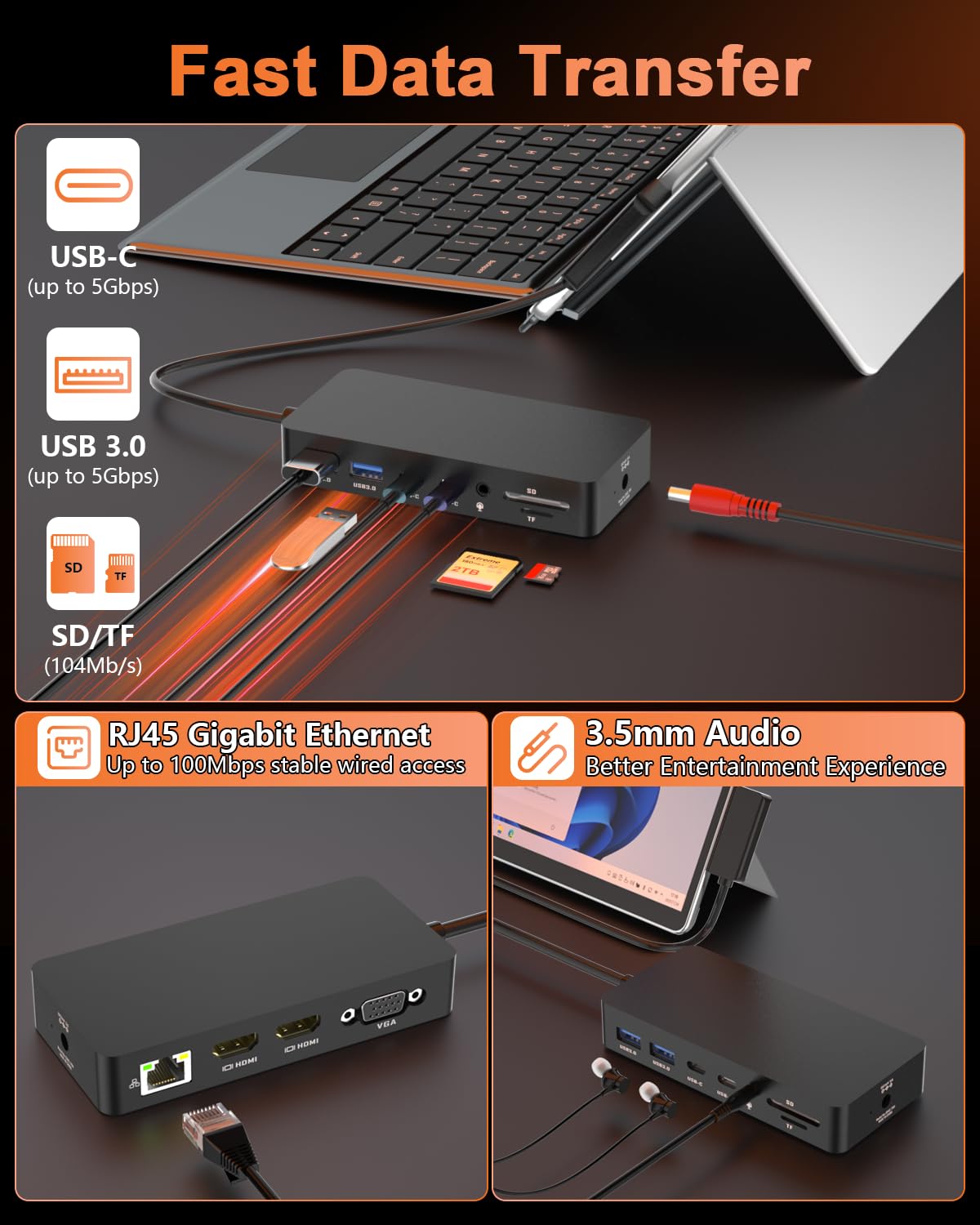 Amazon.co.jp: Cbcuyle 12-in-1 Surface ドッキングステーション