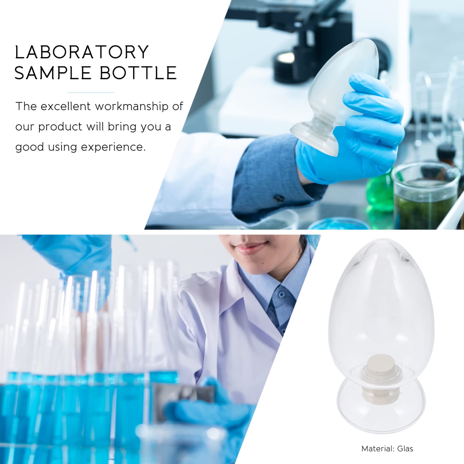 Botella Cónica De Vidrio Transparente 125 Ml Con Tapón Para Almacenamiento y Muestras De Laboratorio, Botella De Exhibición Reutilizable Segura y Práctica