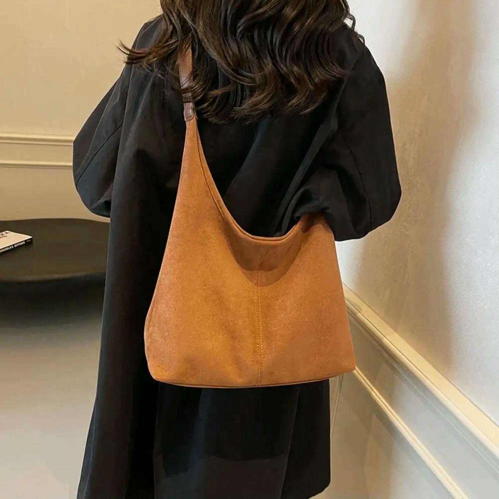 Borsa Donna A Secchiello retrò di Grande capacità Tracolla Singola da della Stagione Autunno Inverno Nero