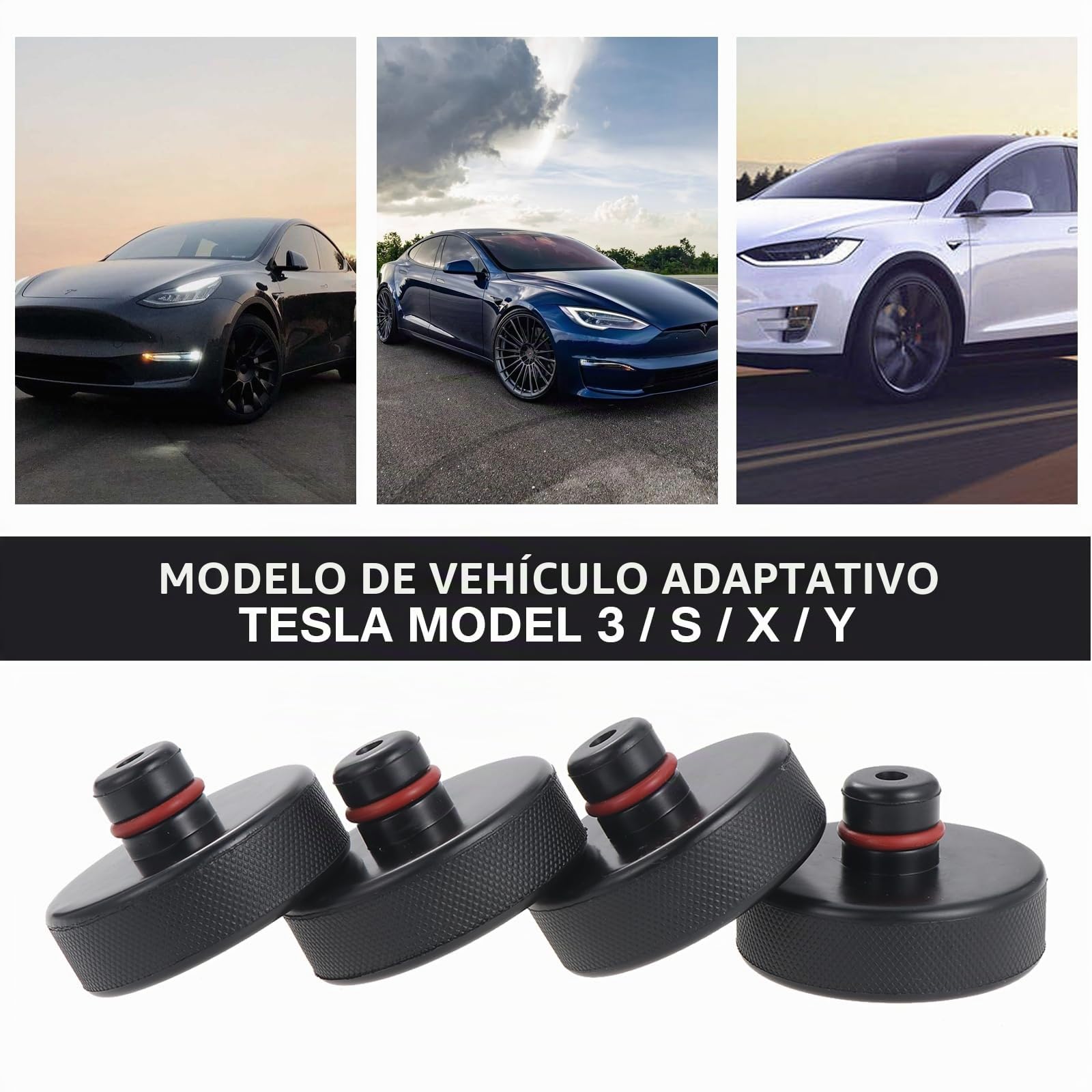Almohadillas de gato para Tesla Model 3/Y/S/X, almohadilla de gato de elevación compatible con Tesla Model 3/S/X/Y, almohadilla de gato de goma apta para Tesla con bolsa de almacenamiento (QJDD