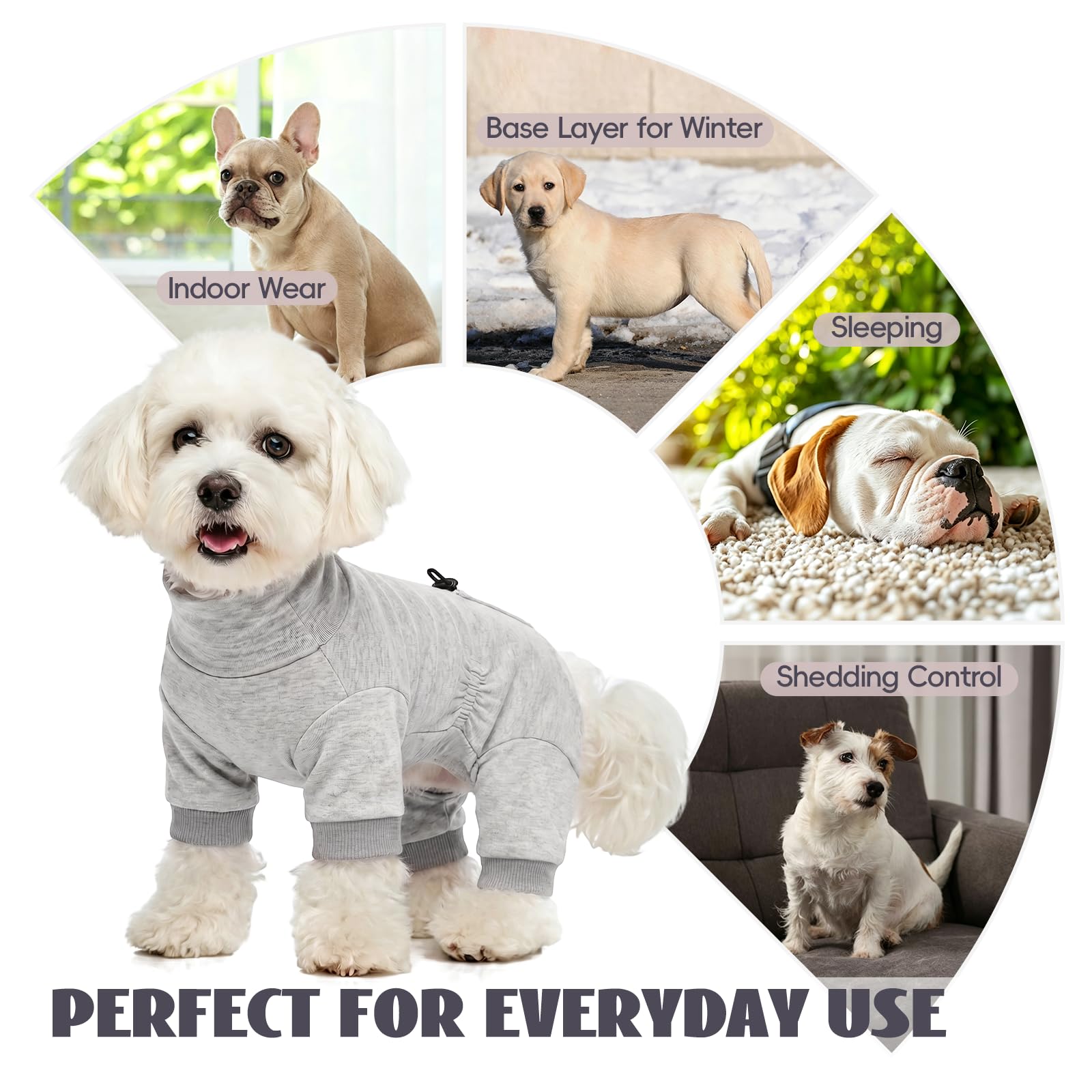 Pijama Perro Ligero 4 Patas para Perros Pequeños y Medianos, Mono Perro Suave y Elástico, Ideal para Casa, Dormir, Entretiempo, Subcapa y Anti Pelo, Gris Jaspeado 3XL