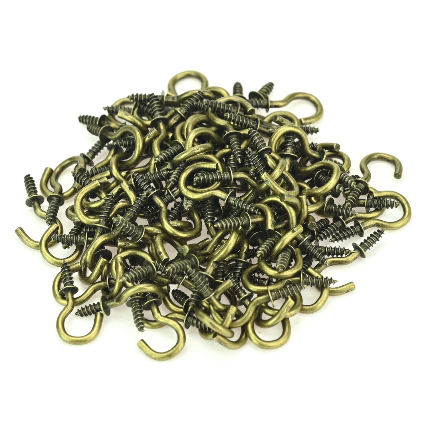 HELIFOUNER 120 Pcs 1/2 Inch Bronze Cup Screw Hooks - Self-Tapping Hanging Hooks For Ceiling & Walls