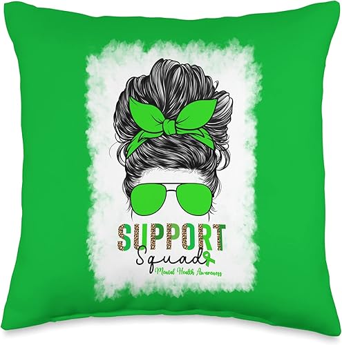 Miniatura 4 de Mental Health Awareness Month Designs Co. Support Squad Mental Health Awareness Month for Women Green Throw Pillow, 18x18, Multicolor