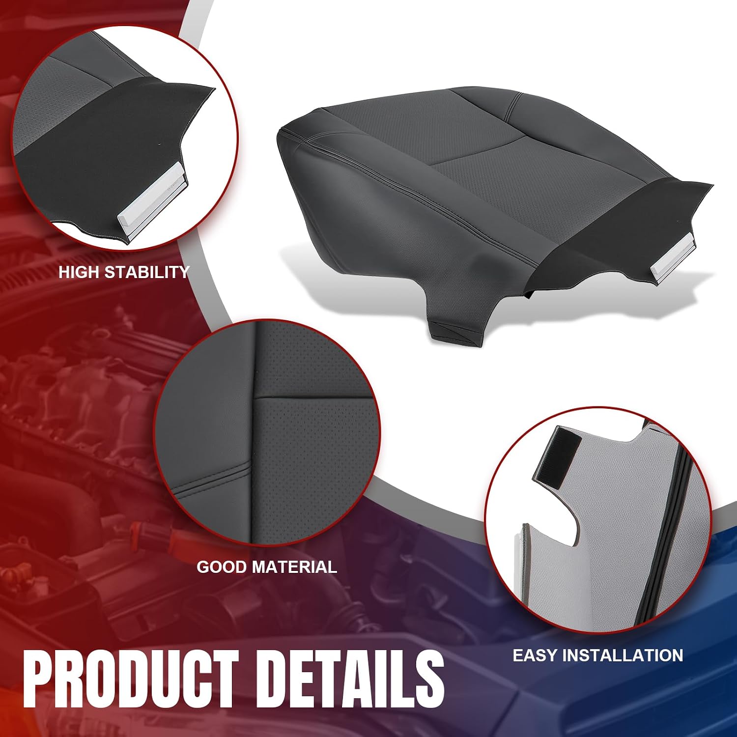 AUTOKAY Black Driver & Passenger Bottom Seat Cover Fits for Cadillac Escalade 2007-2014