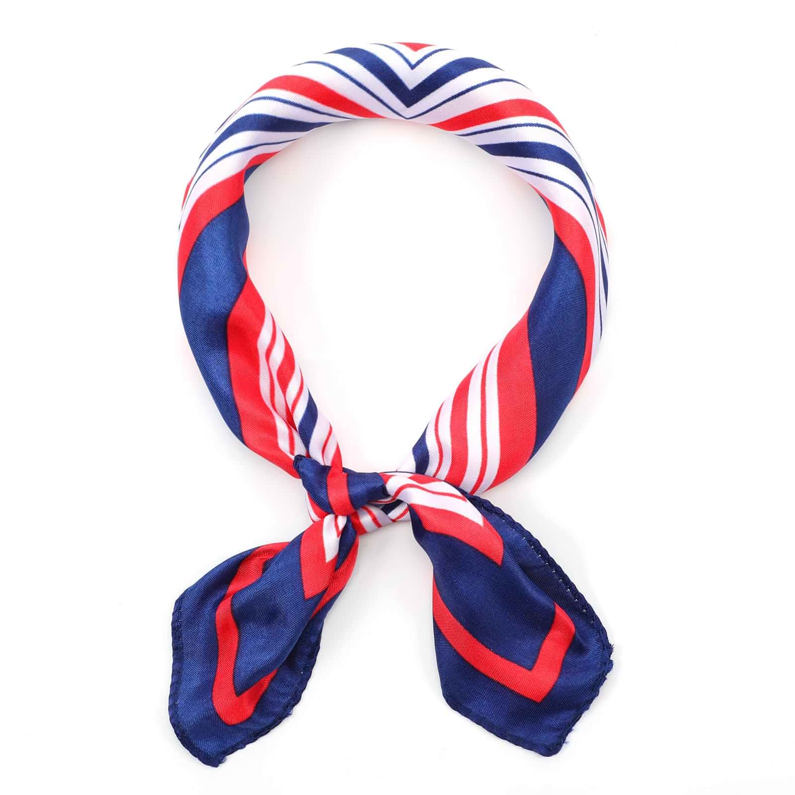 Sailor Scarf Flight Attendant Scarf Red White and Blue Scarfs for Women Silk Feeling, Satin Square Scarf, Fashion Neck Scarf, for Handbag, Yacht Rock Party Accessories, 4th of July, Great Gift