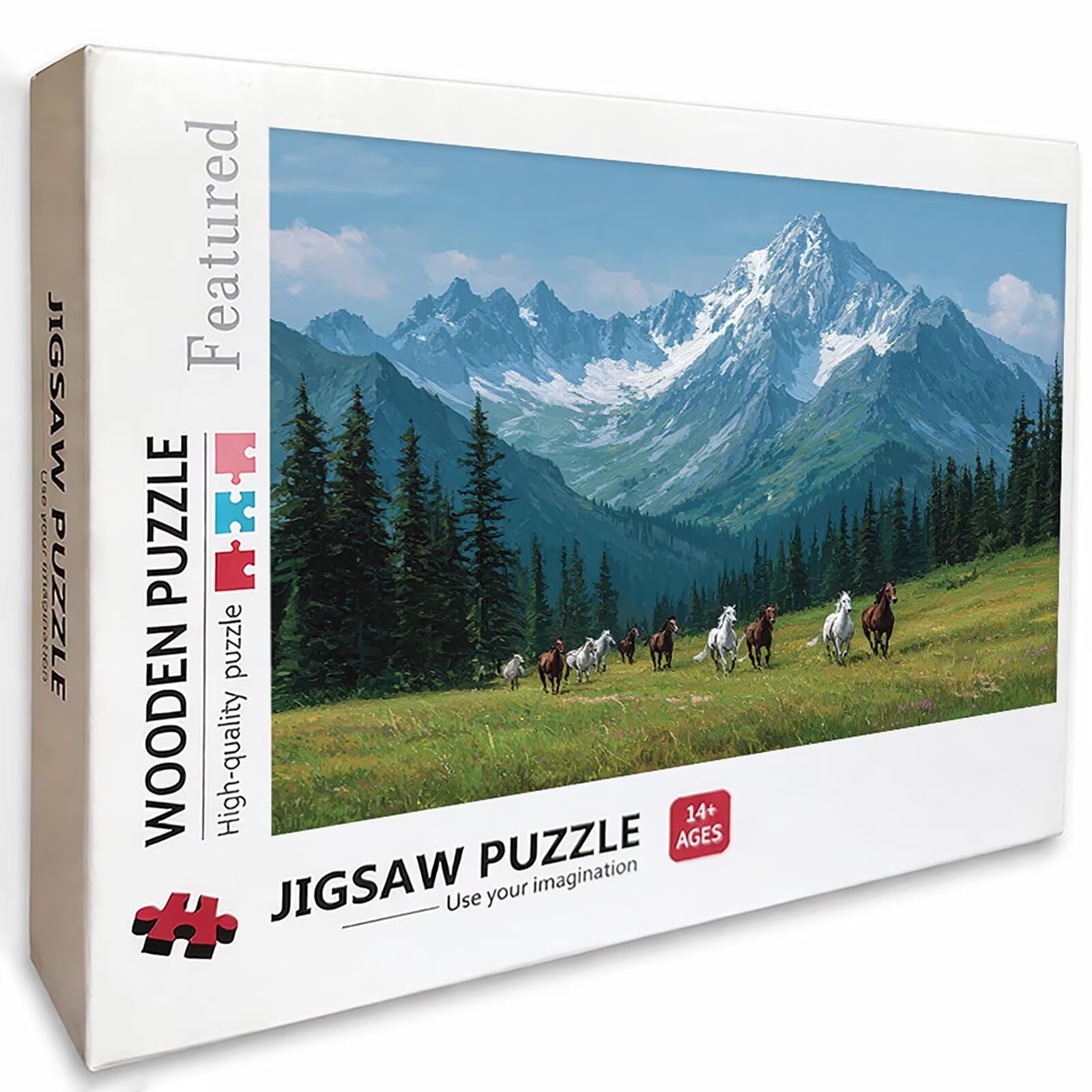 Puzzle Arte con Scatola Montagna Innevata, Cavallo Puzzle Legno 5000 Pezzi Adulti 156x105cm, Attività di Intrattenimento ad Alta Difficoltà, DIY Classici Gioco, Jigsaw Per Tutta La Famiglia, 3-8455