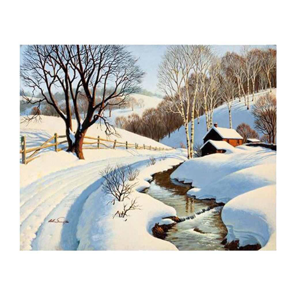 KBOLAE Full Drill 5D Rhinestone Picture Cross Stitch Picture Four Seasons Tree - Winter