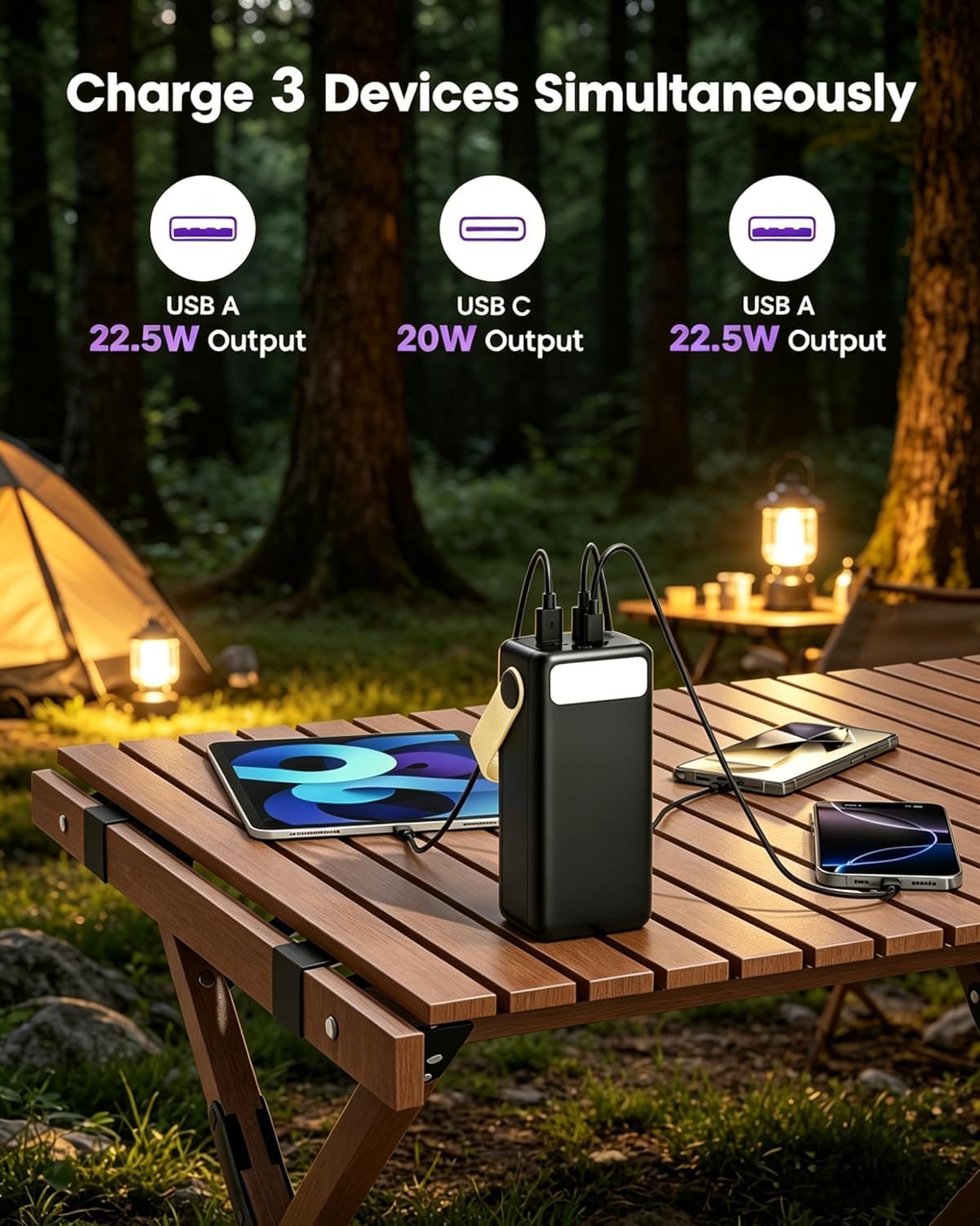 60000mAh Batterie Externe 22,5W USB-C Charge Rapide Power Bank