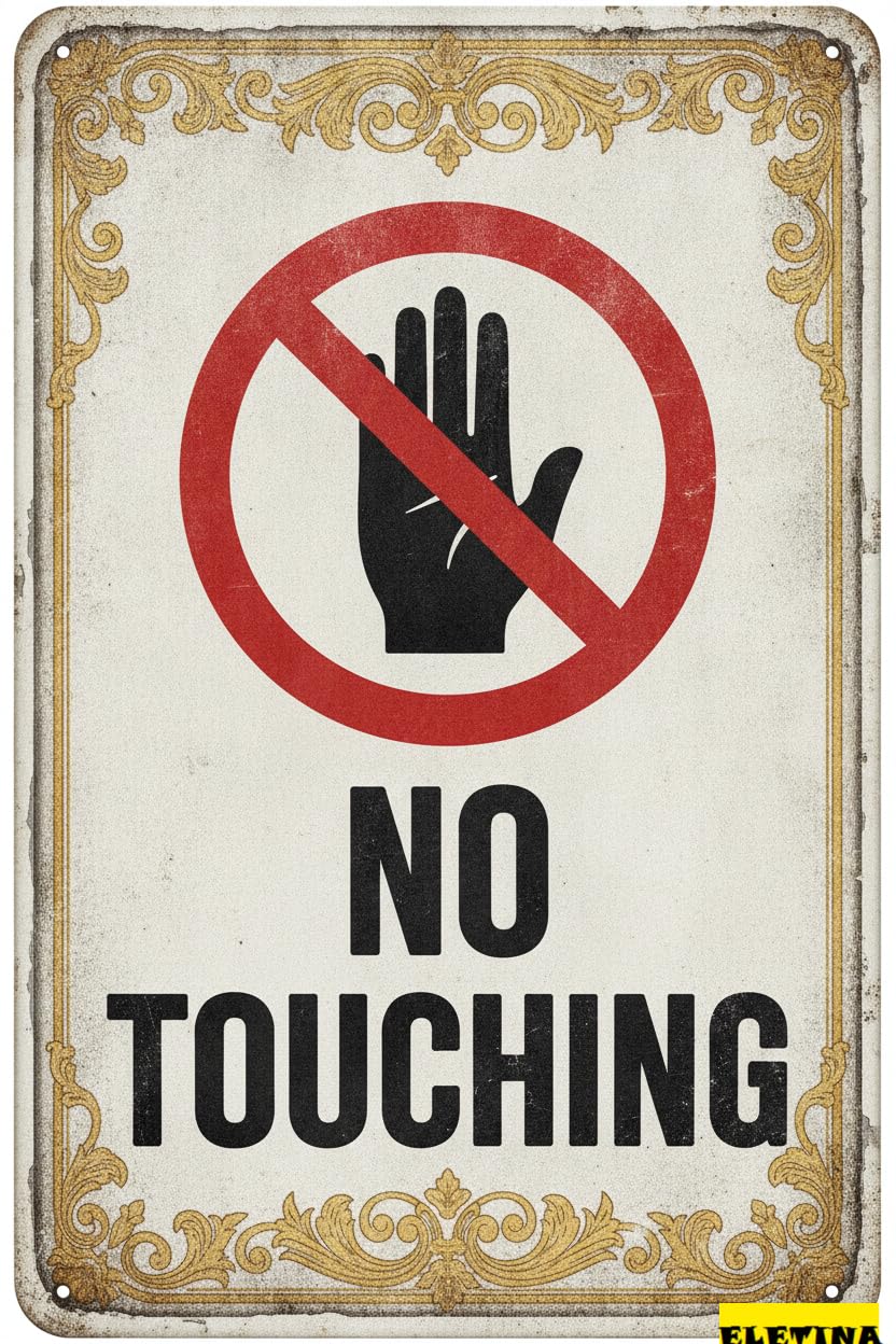 Personalized Sign for Man Cave Metal Warning No Touching Metal Plaque Vintage Street Warning Symbol Aluminum Metal School Bar Street Parking Lot 8x12in High Quality Metal Private Property Decorative