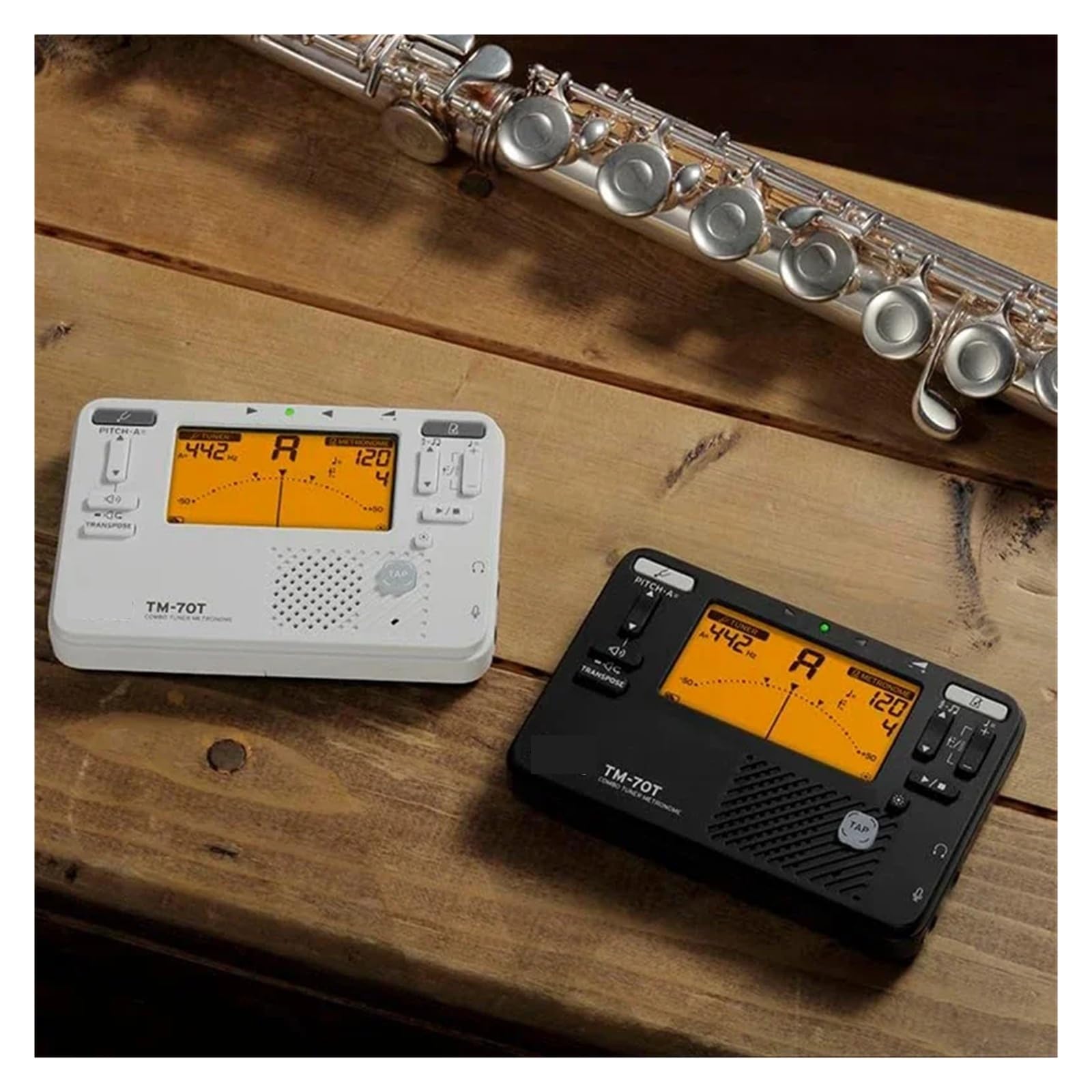 TM70T TM70C Tuner+Metronome+Recorder, Used for wind, Guitar, Ukulele, and Piano Keyboard Instruments(TM70T White)