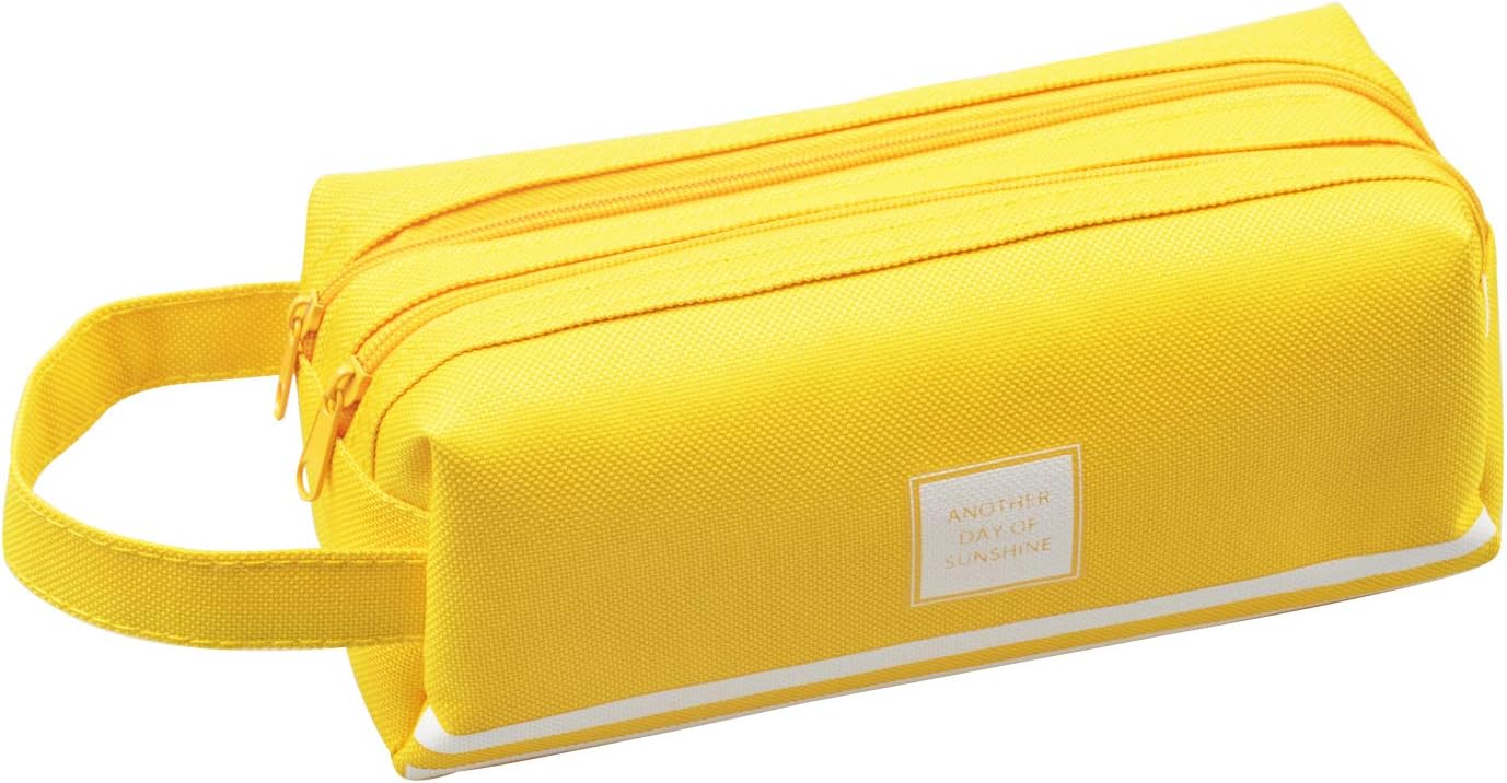 Yixuan Pencil Case Pencil Bag Large Capacity Pencil Pouch Student Stationery Pouch Pen Bag with Double Zipper Closure Office Pen Holder Organizer Stationery Bag Cosmetic Bag (Yellow)