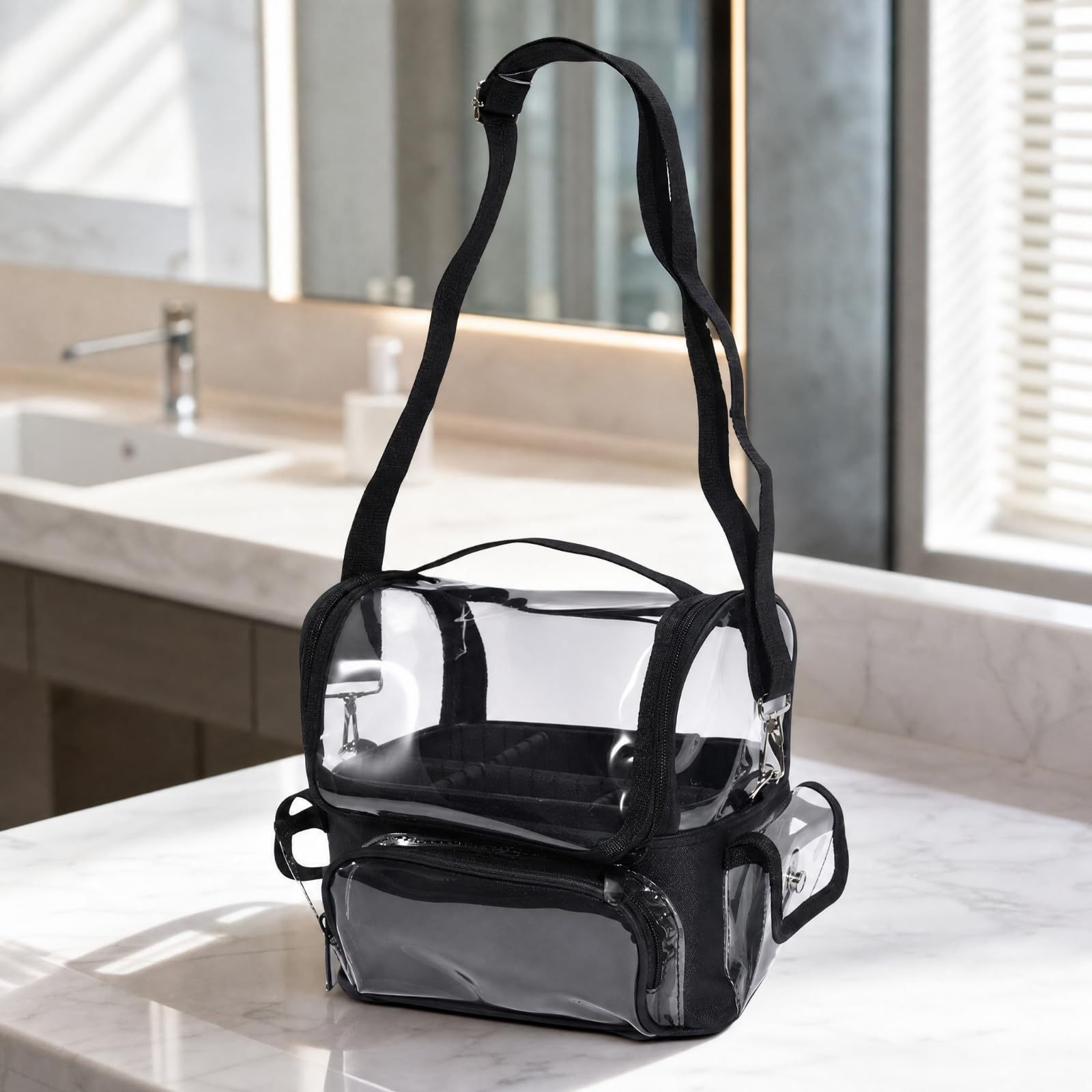 Neceser PVC Reutilizable Organizador Cosméticos Resisn Al Organizador Artículos Tocador para Viajes, Hogar
